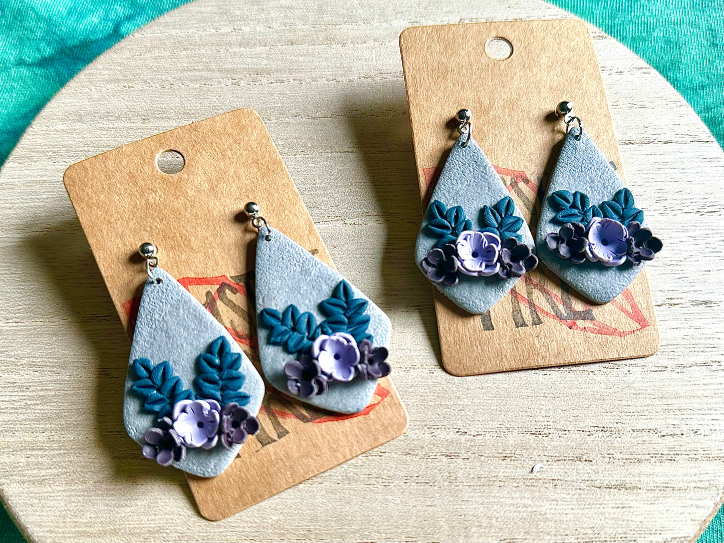 Purple and Silver Floral Dangles