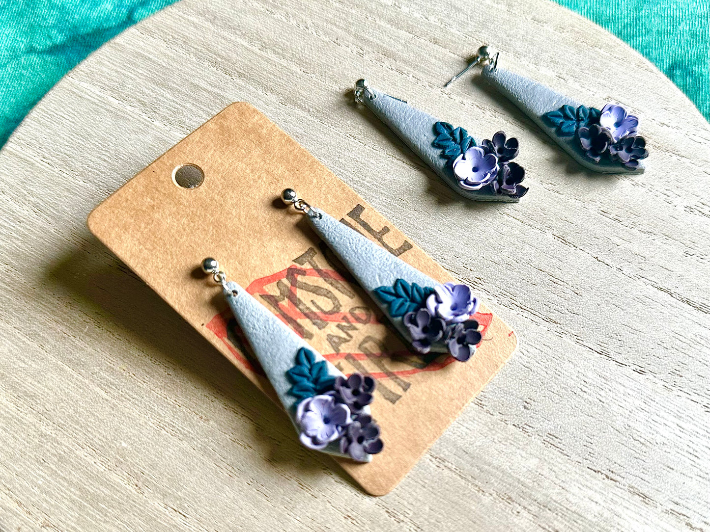 Purple and Silver Floral Dangles