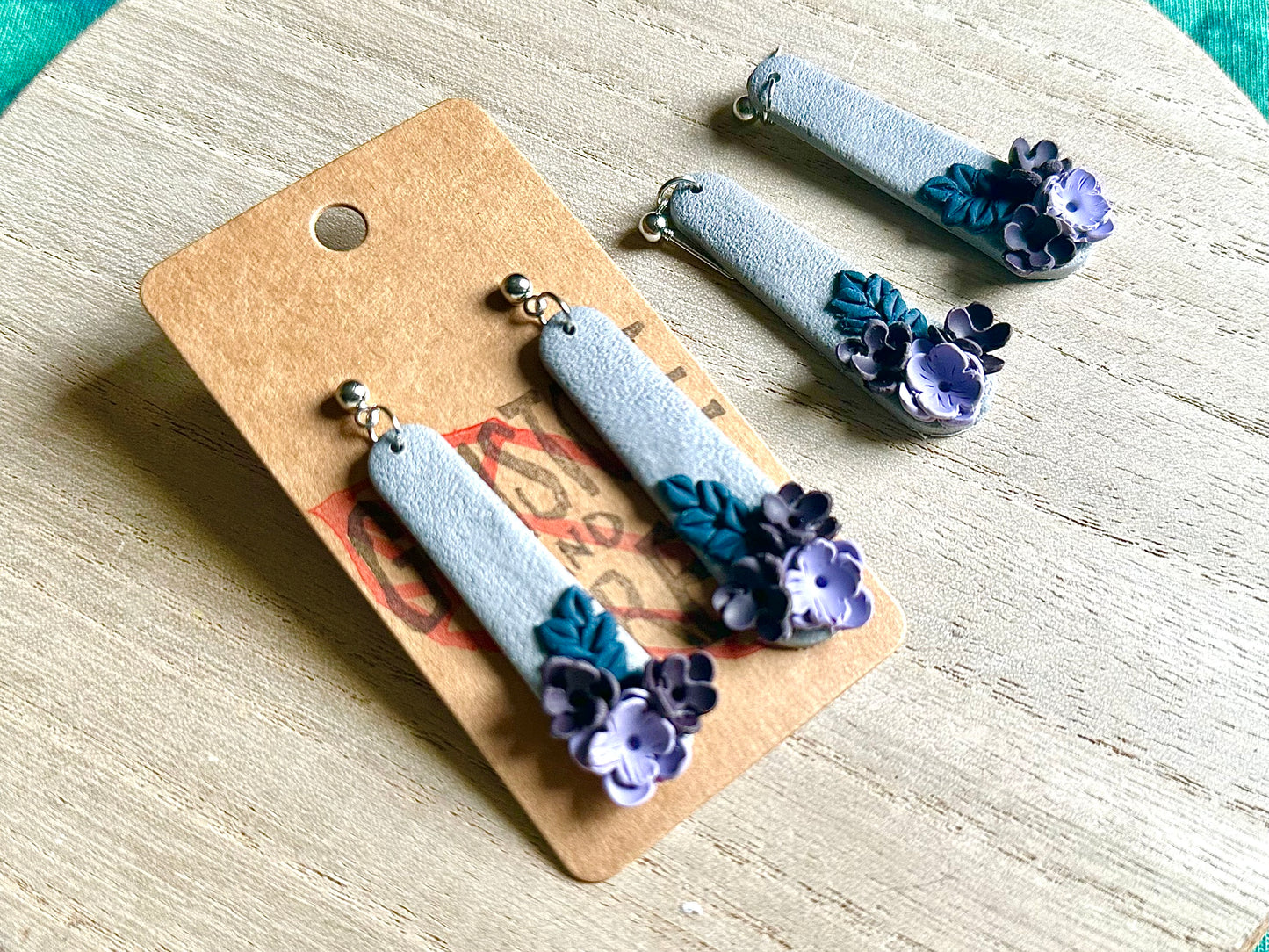 Purple and Silver Floral Dangles