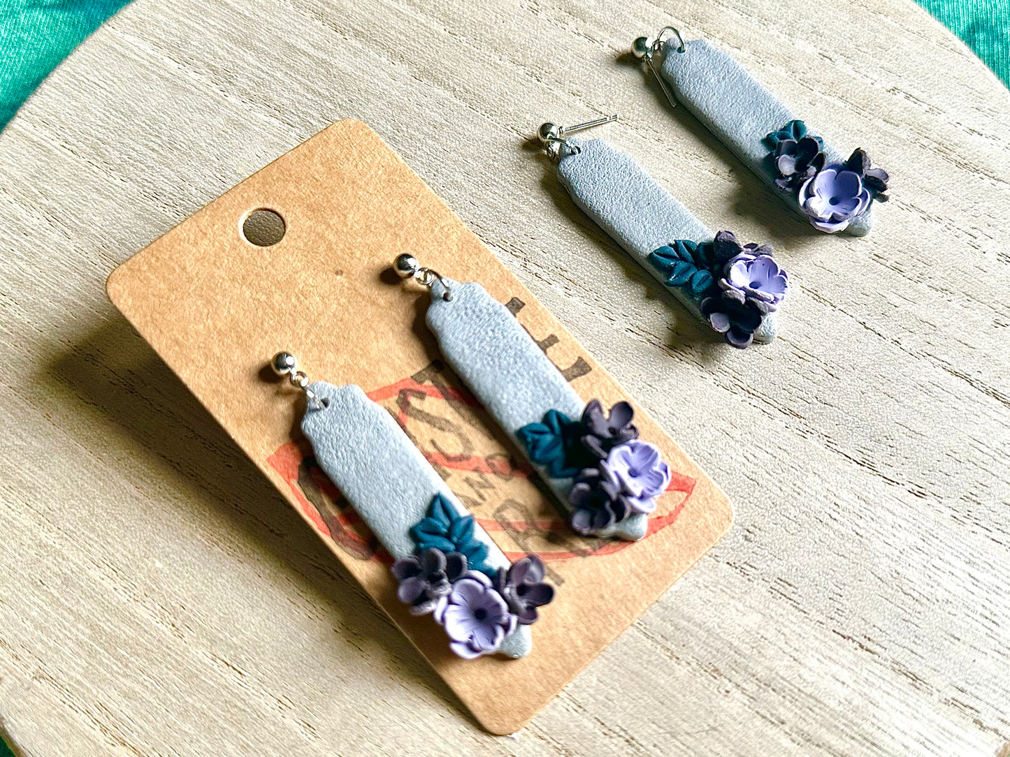 Purple and Silver Floral Dangles