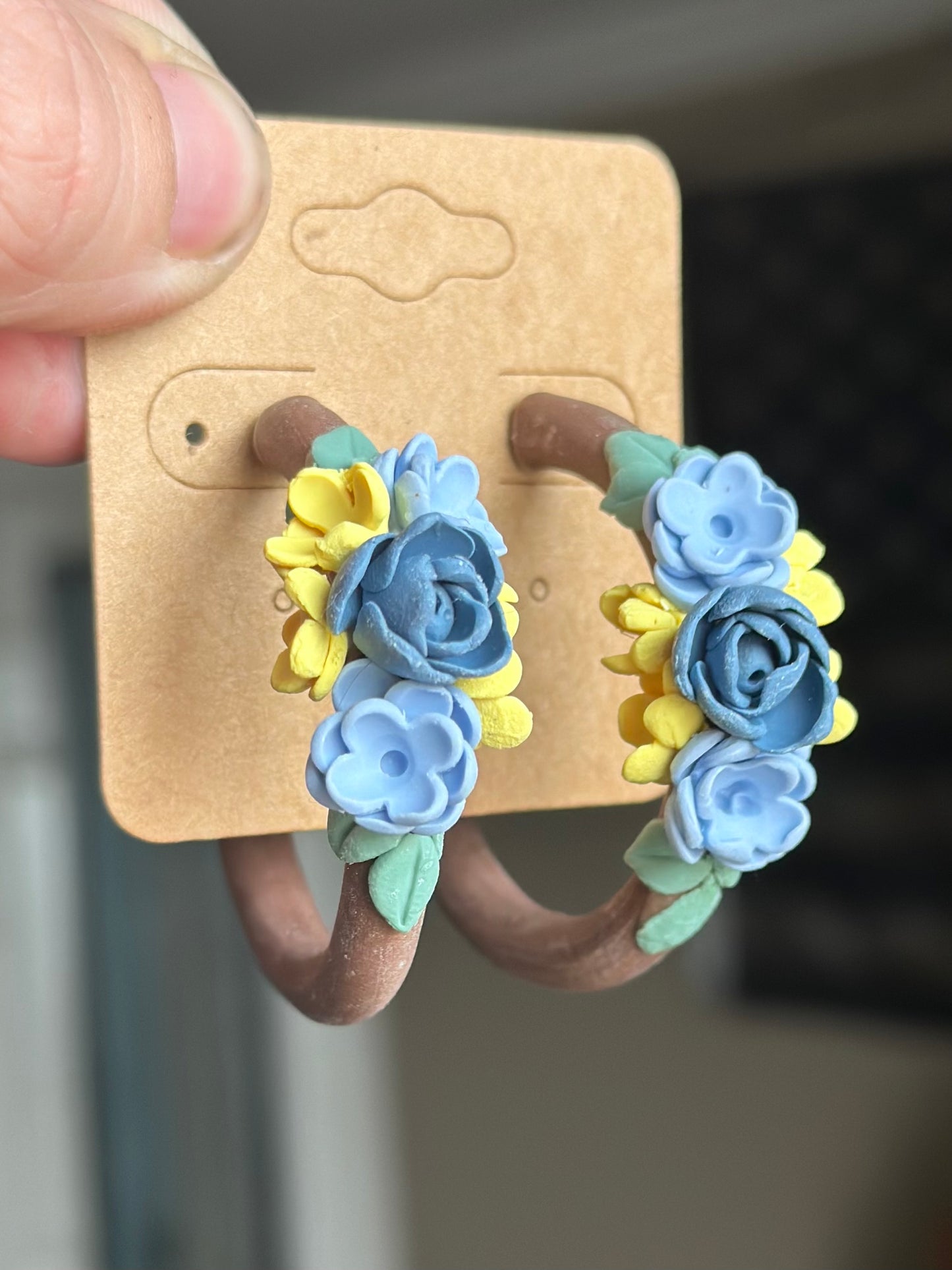 Blue and Yellow floral hoops