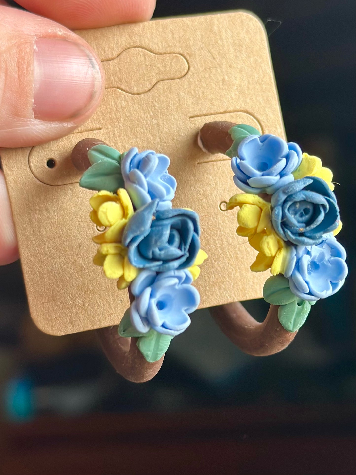 Blue and Yellow floral hoops